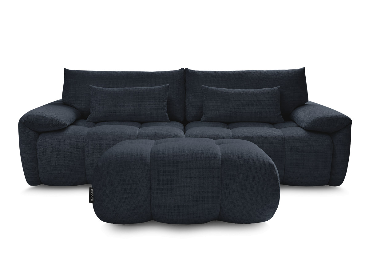 Canapé droit fixe 3 places IVANE tissu texturé avec pouf