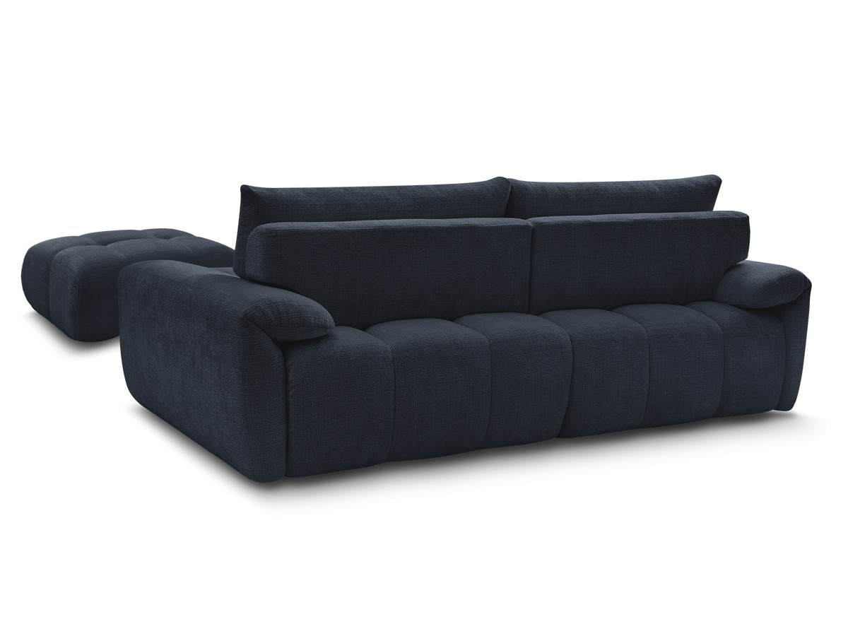 Canapé droit fixe 3 places IVANE tissu texturé avec pouf