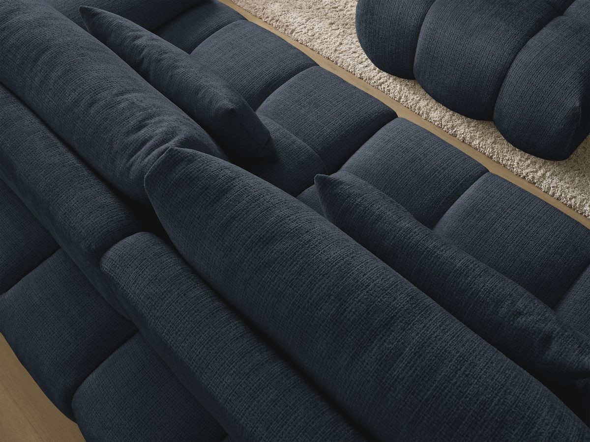 Canapé droit fixe 3 places IVANE tissu texturé avec pouf