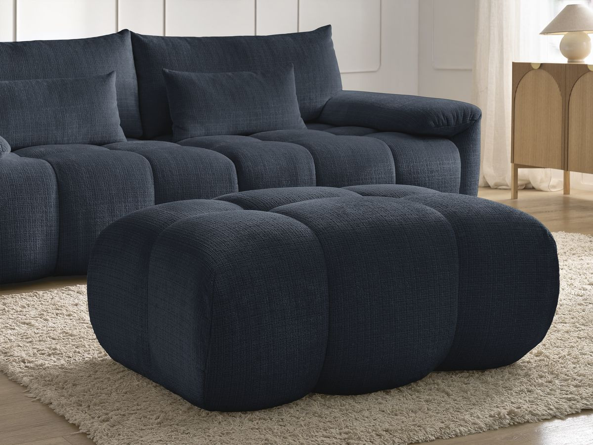 Canapé droit fixe 3 places IVANE tissu texturé avec pouf