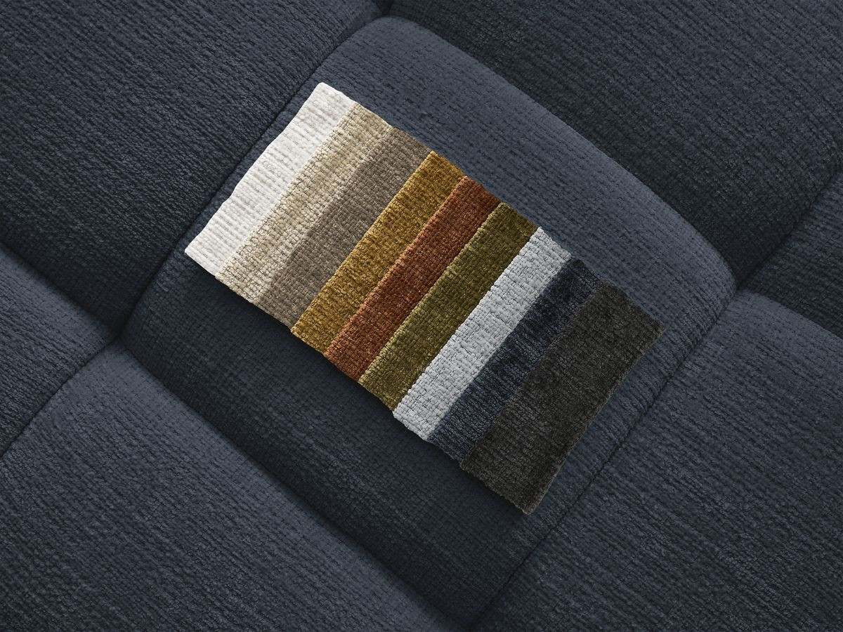 Canapé droit fixe 3 places IVANE tissu texturé avec pouf