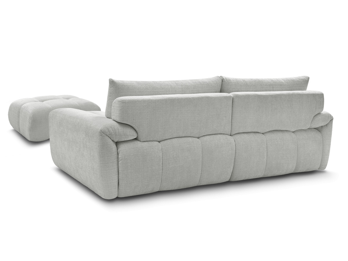 Canapé droit fixe 3 places IVANE tissu texturé avec pouf