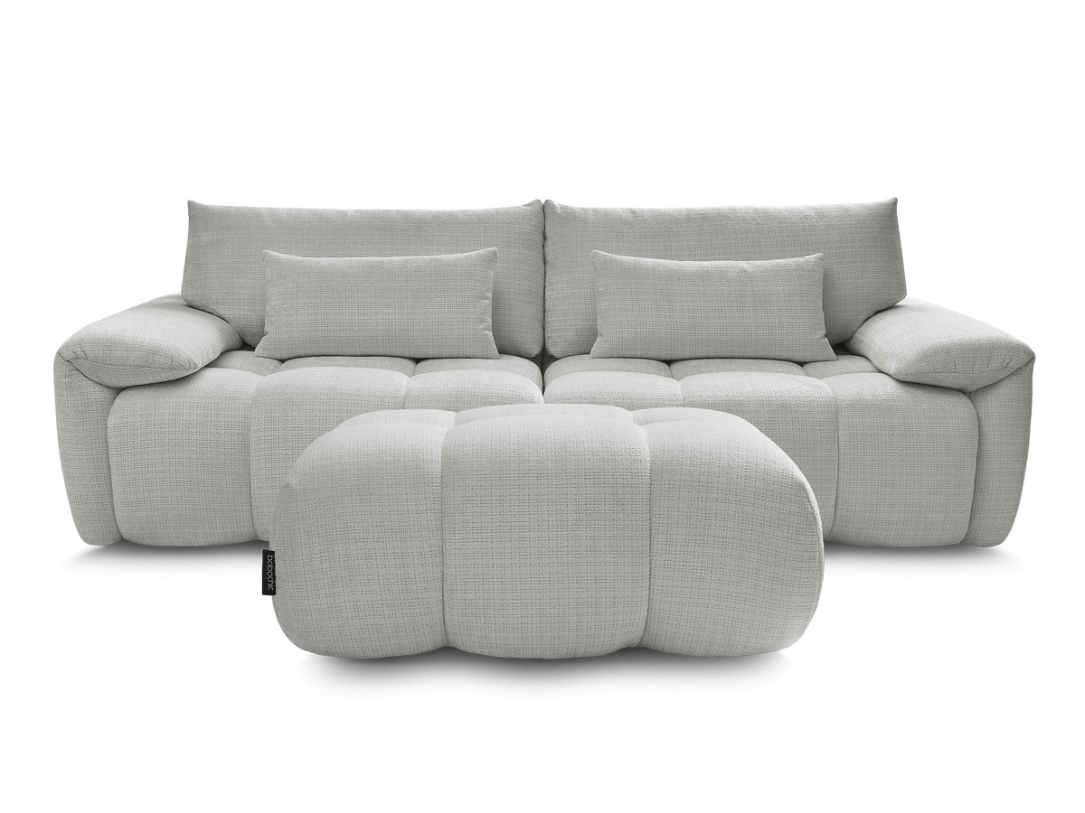 Canapé droit fixe 3 places IVANE tissu texturé avec pouf