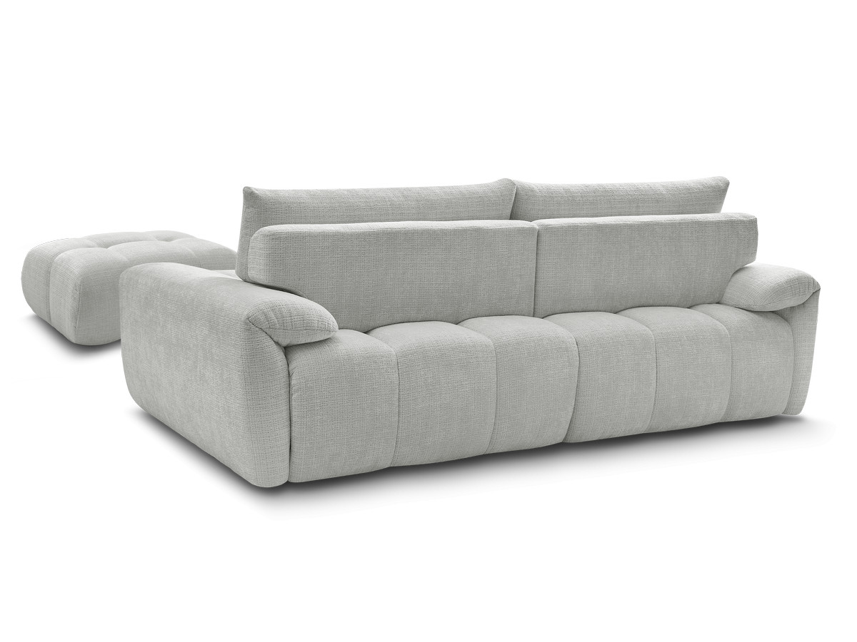 Canapé droit fixe 3 places IVANE tissu texturé avec pouf