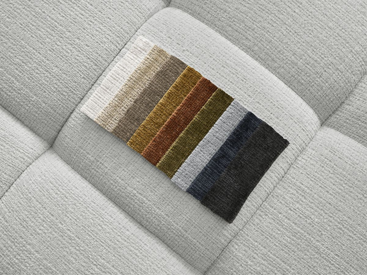 Canapé droit fixe 3 places IVANE tissu texturé avec pouf