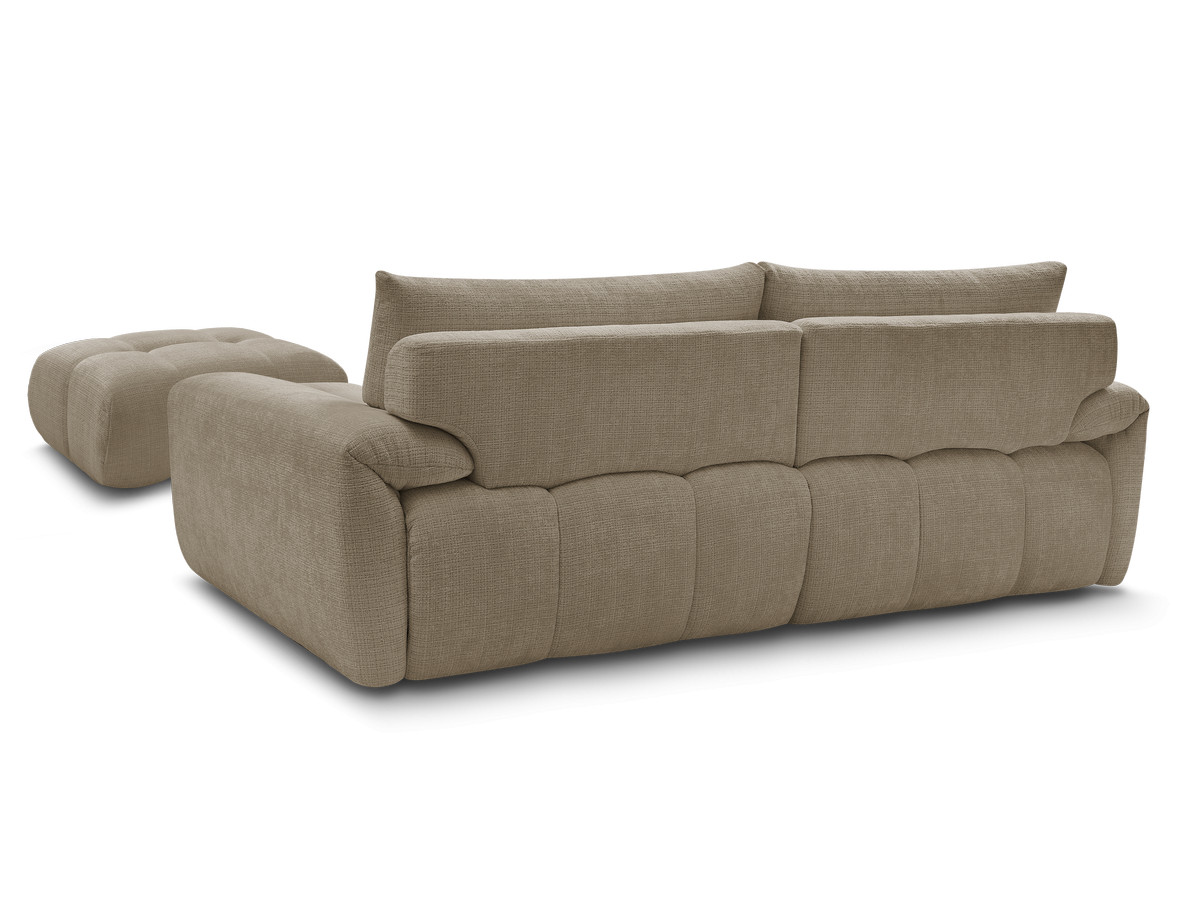 Canapé droit fixe 3 places IVANE tissu texturé avec pouf