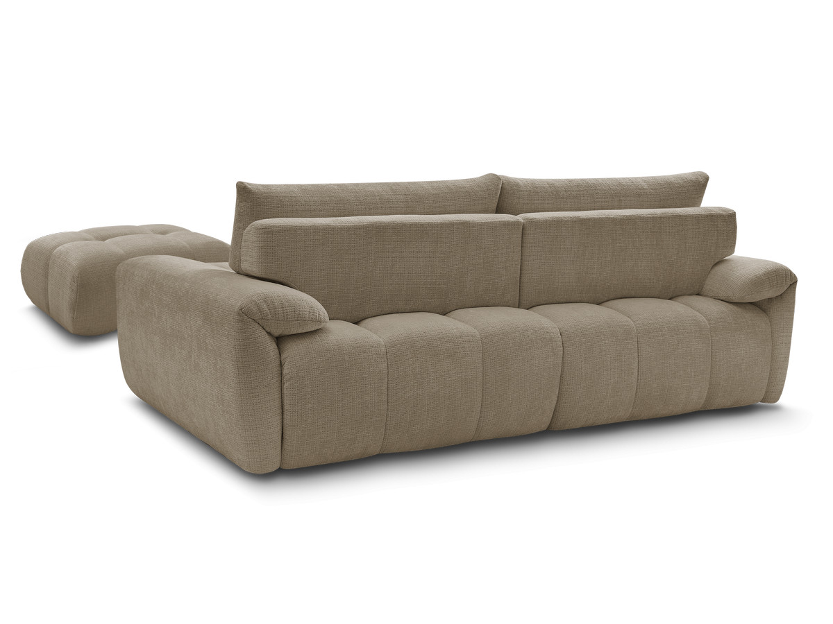 Canapé droit fixe 3 places IVANE tissu texturé avec pouf
