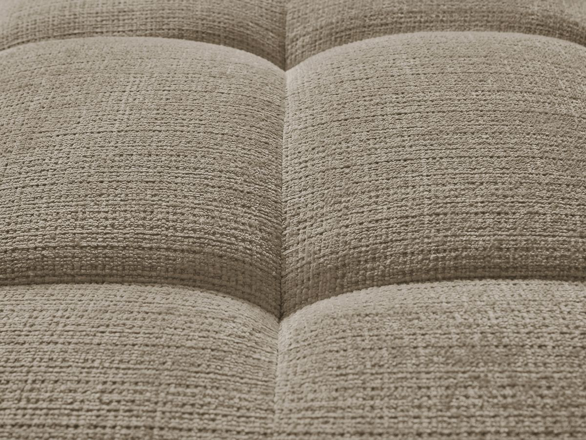Canapé droit fixe 3 places IVANE tissu texturé avec pouf