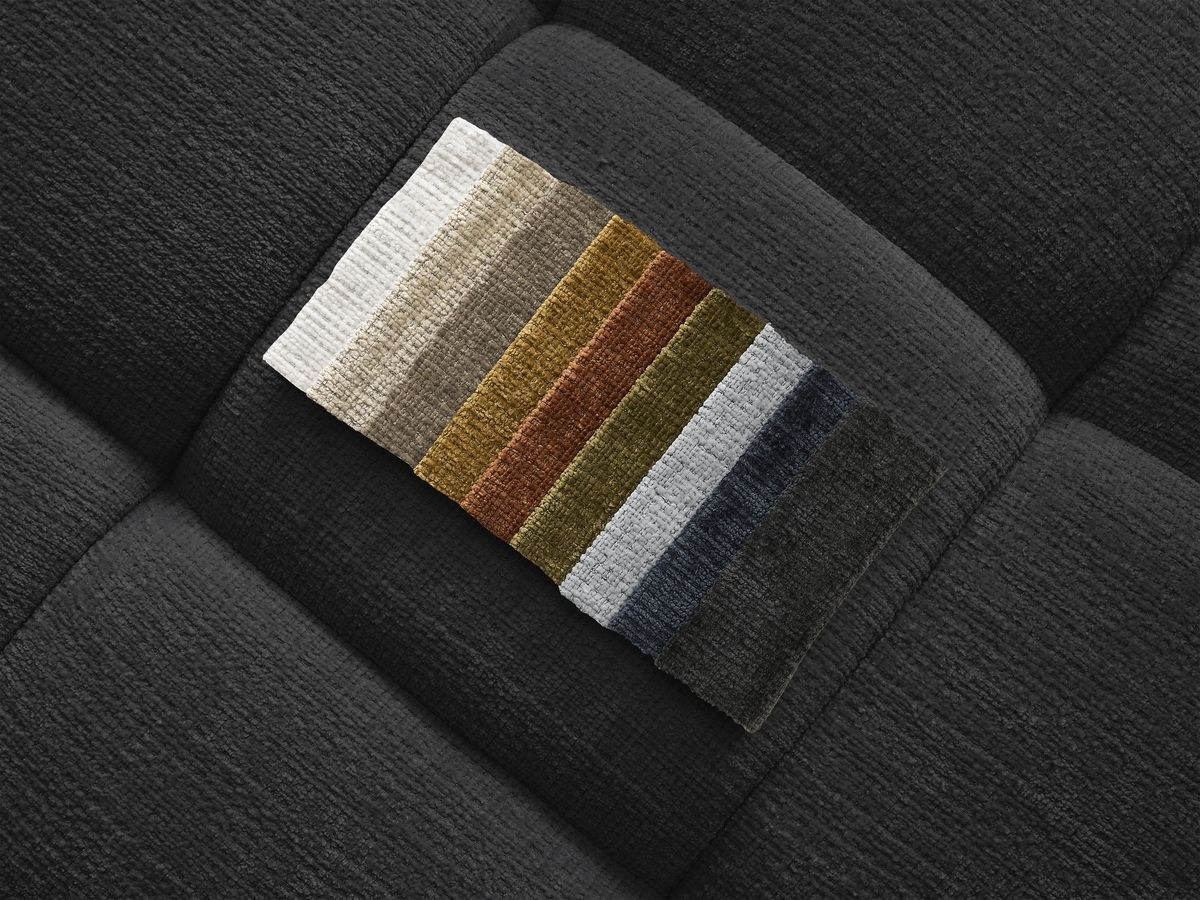 Canapé droit fixe 3 places IVANE tissu texturé avec pouf