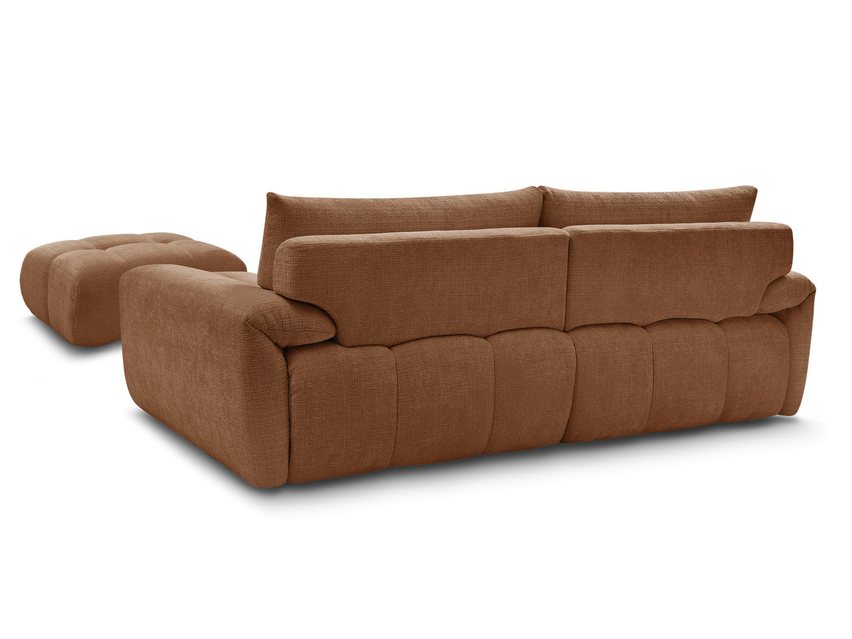 Canapé droit fixe 3 places IVANE tissu texturé avec pouf