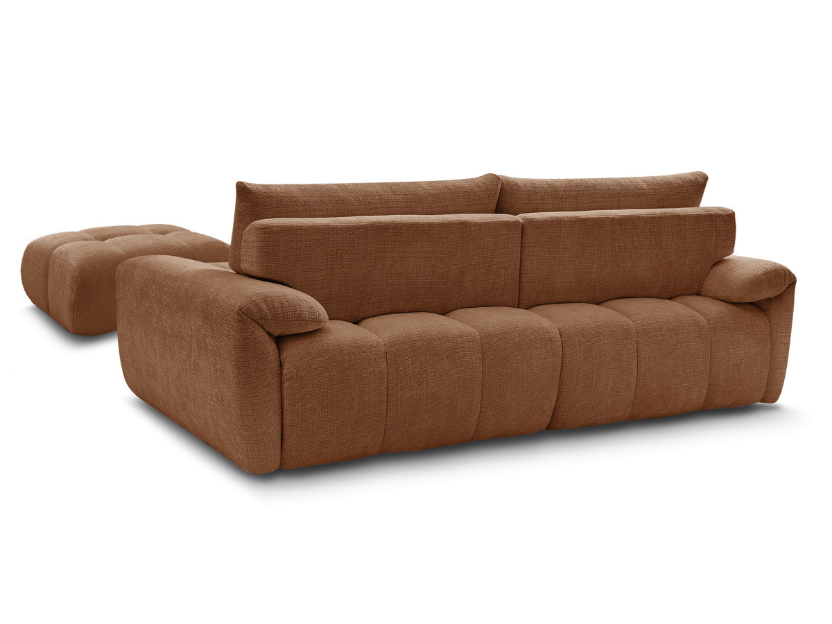Canapé droit fixe 3 places IVANE tissu texturé avec pouf