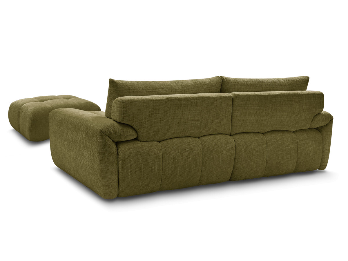 Canapé droit fixe 3 places IVANE tissu texturé avec pouf