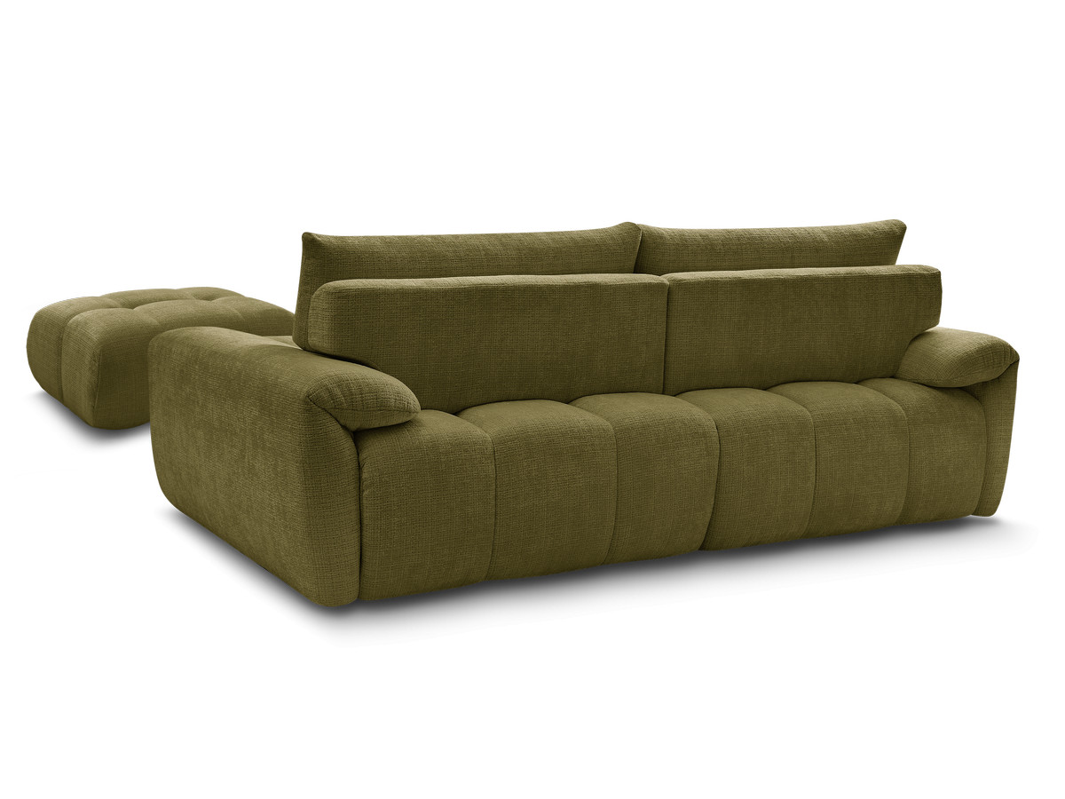 Canapé droit fixe 3 places IVANE tissu texturé avec pouf