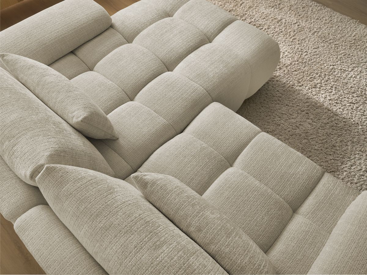 Canapé d'angle fixe IVANE tissu texturé