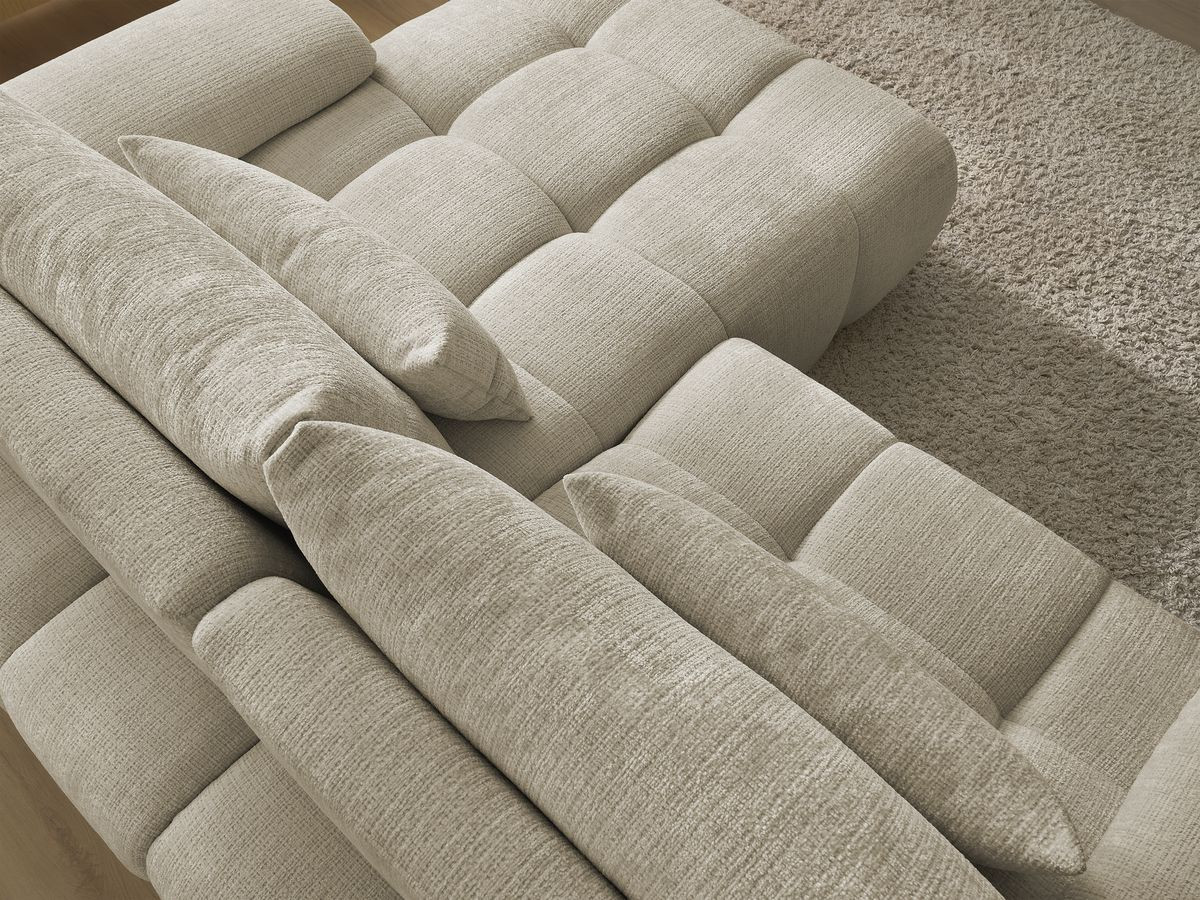 Canapé d'angle fixe IVANE tissu texturé