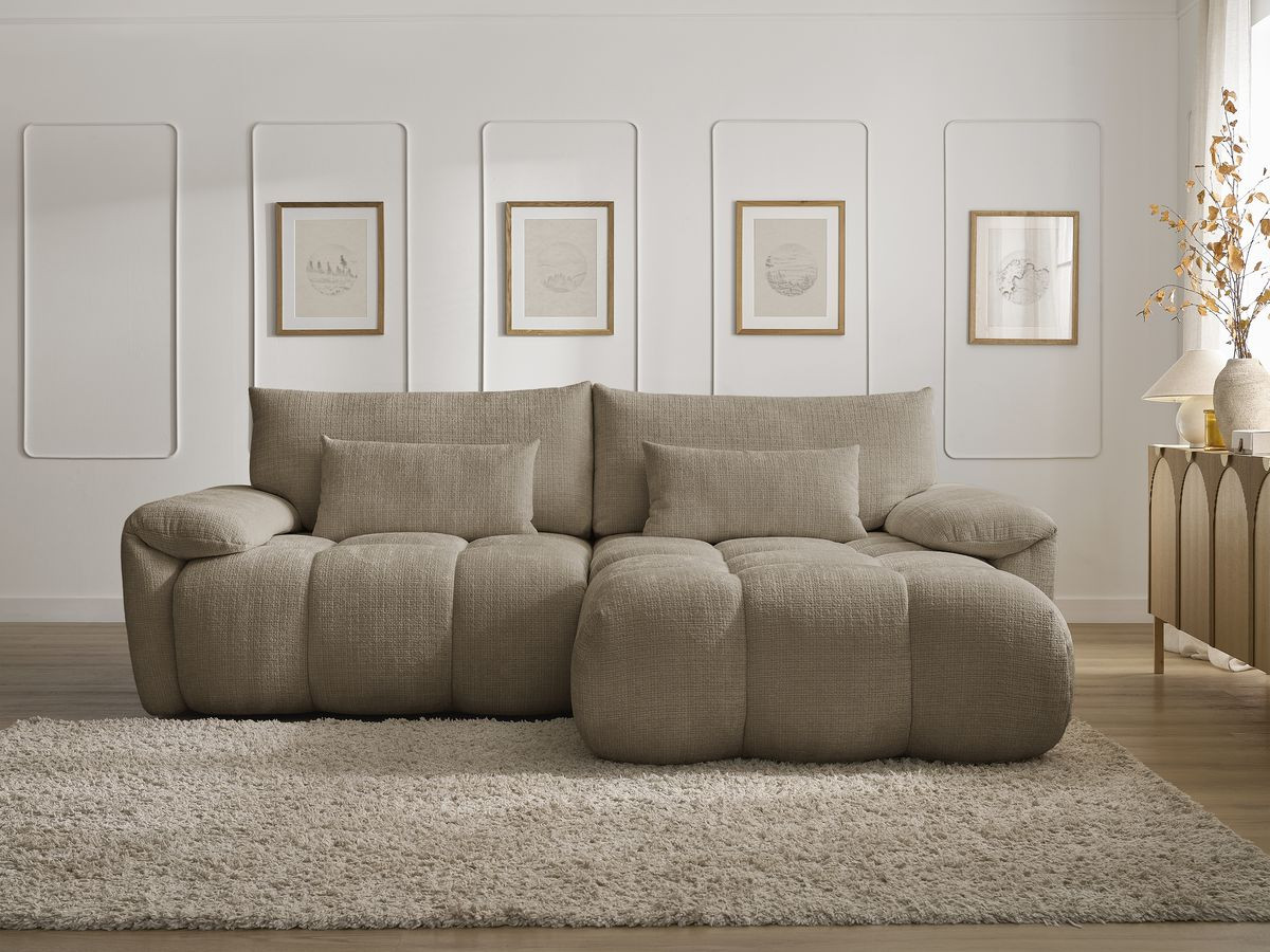 Canapé d'angle IVANE texturé taupe — vue 5