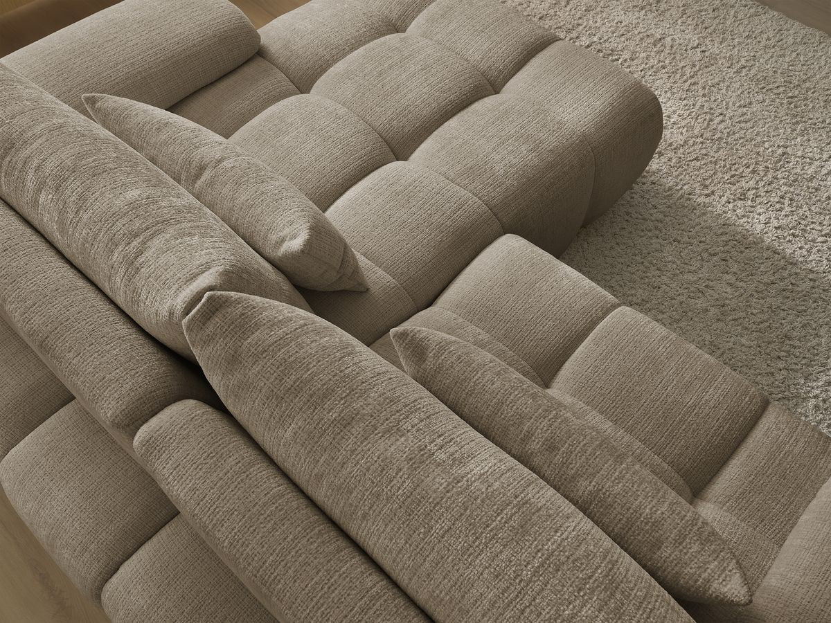 Canapé d'angle fixe IVANE tissu texturé