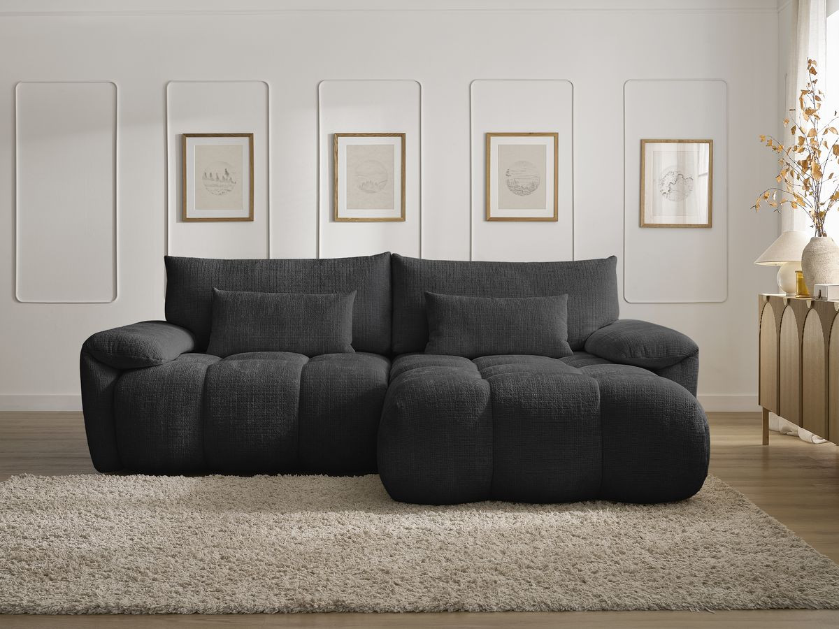 Canapé d'angle IVANE texturé noir — vue 5
