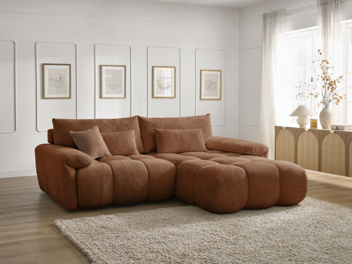 Canapé d'angle fixe IVANE tissu texturé