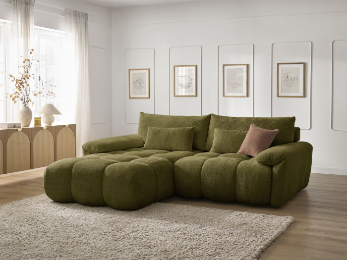 Canapé droit fixe 3 places IVANE tissu texturé