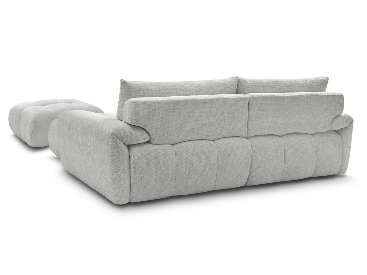 Canapé d'angle fixe IVANE tissu texturé avec pouf