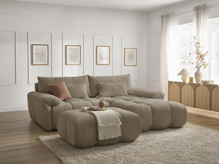 Canapé droit fixe 3 places IVANE tissu texturé