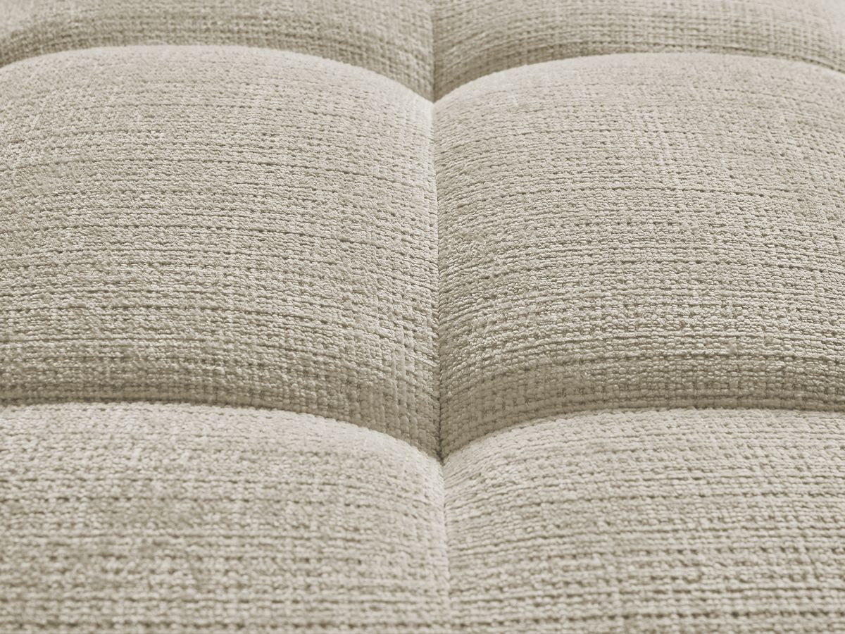Canapé d'angle fixe IVANE tissu texturé avec pouf
