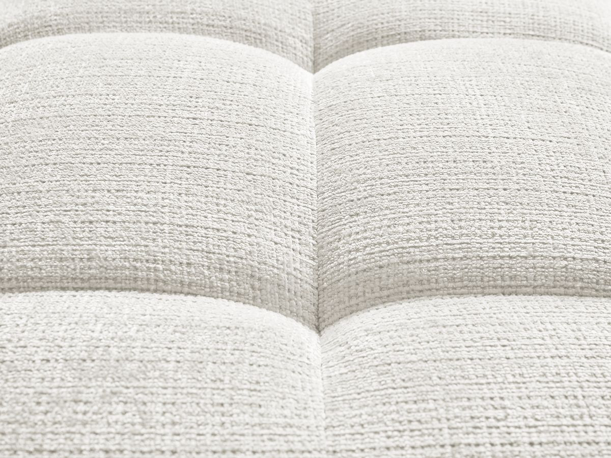 Canapé d'angle fixe IVANE tissu texturé avec pouf