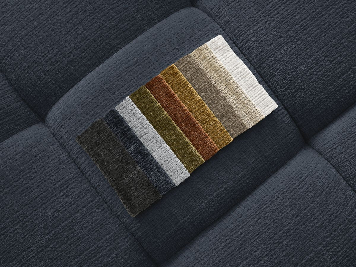 Canapé d'angle fixe IVANE tissu texturé avec pouf