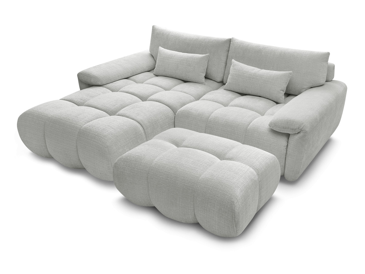 Canapé d'angle fixe IVANE tissu texturé avec pouf
