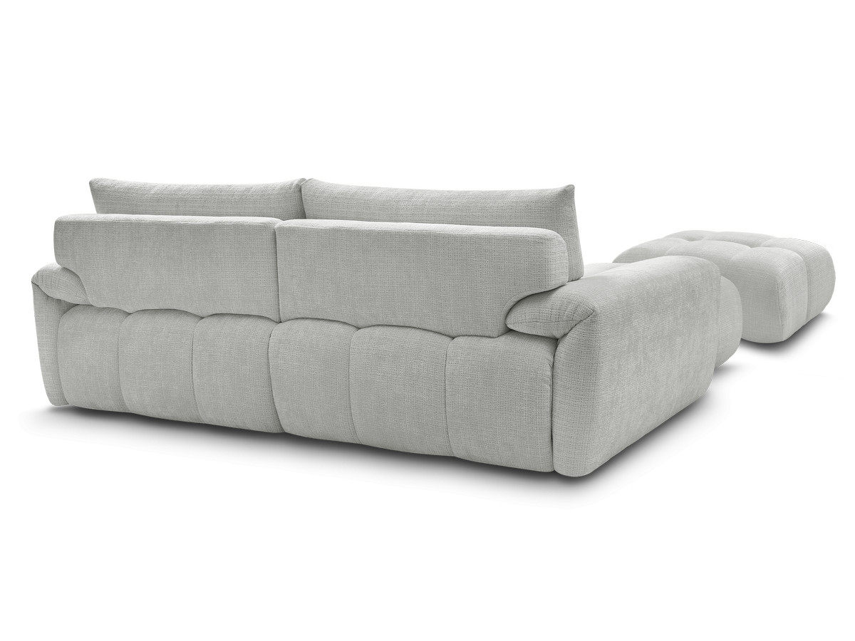 Canapé d'angle fixe IVANE tissu texturé avec pouf