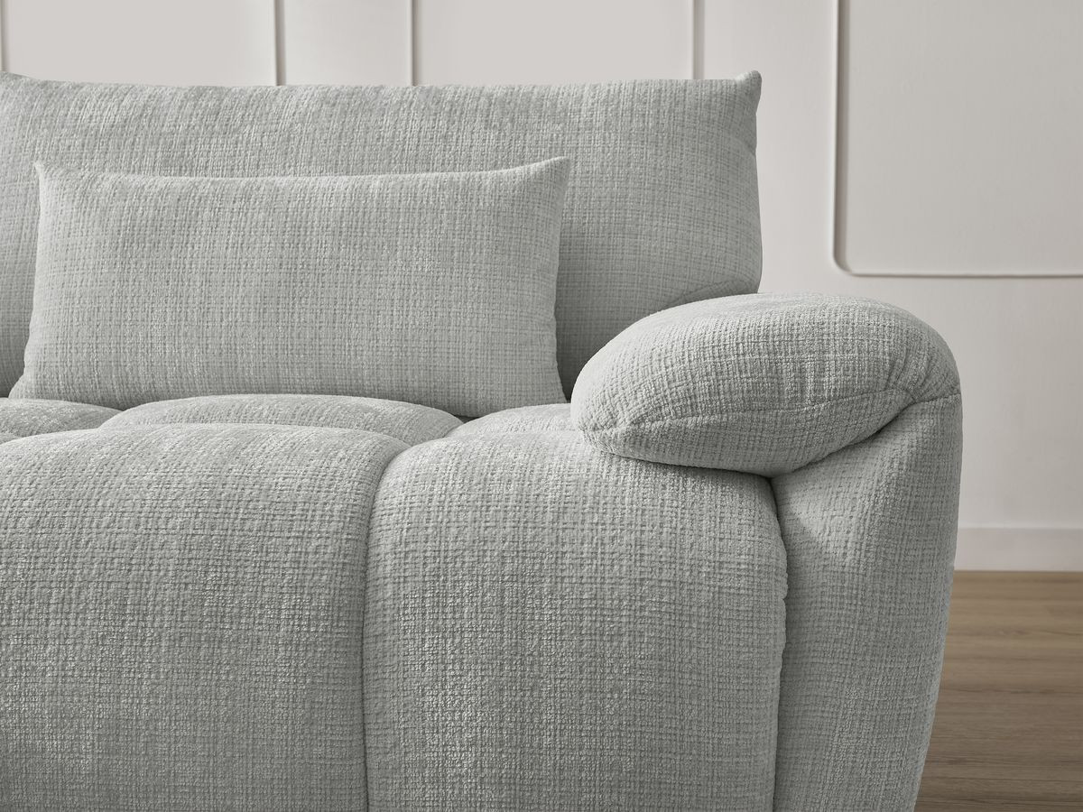 Canapé d'angle fixe IVANE tissu texturé avec pouf