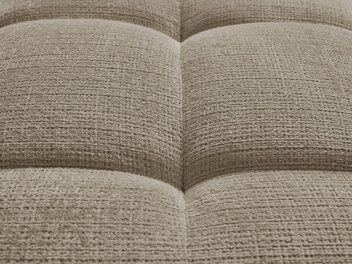 Canapé d'angle fixe IVANE tissu texturé avec pouf