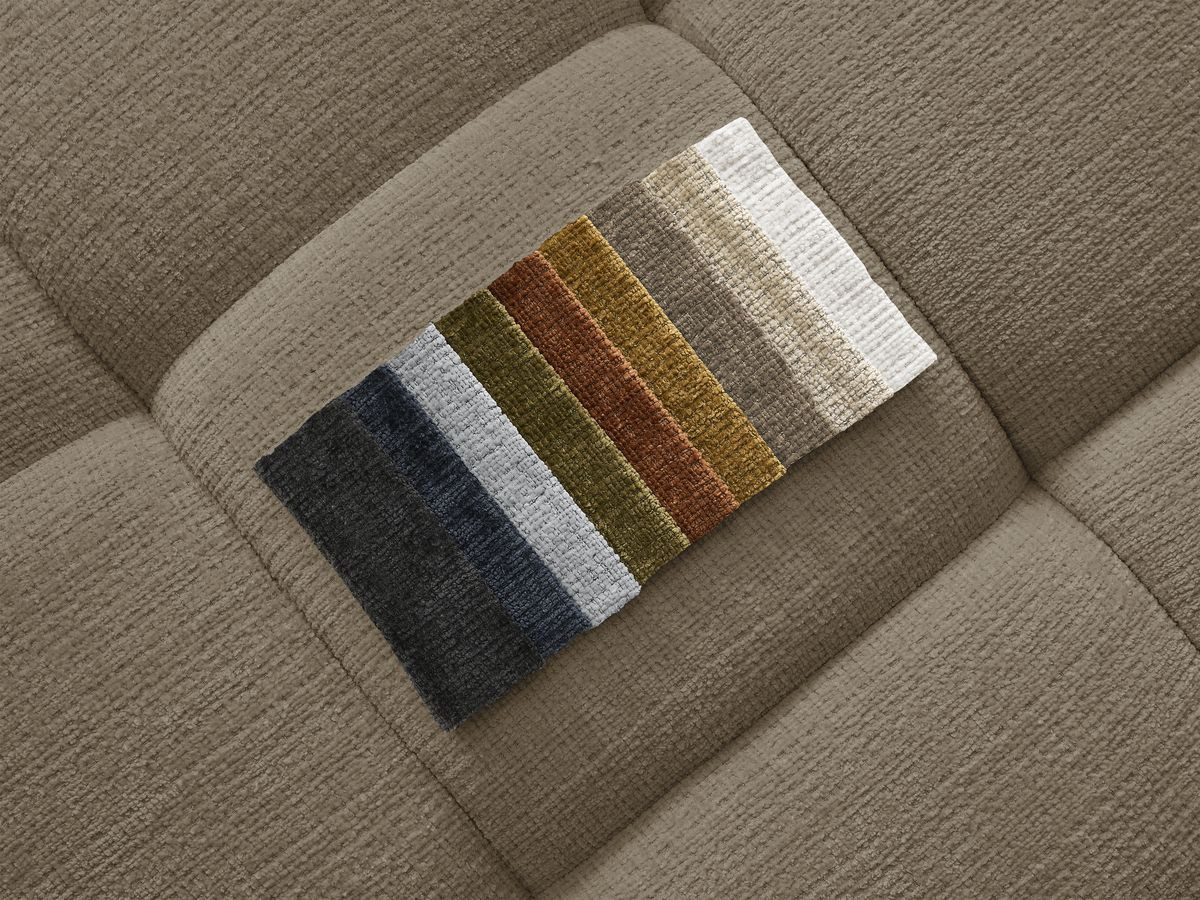 Canapé d'angle fixe IVANE tissu texturé avec pouf marron  angle gauche BOBOCHIC 4 places - Vue supplémentaire 2