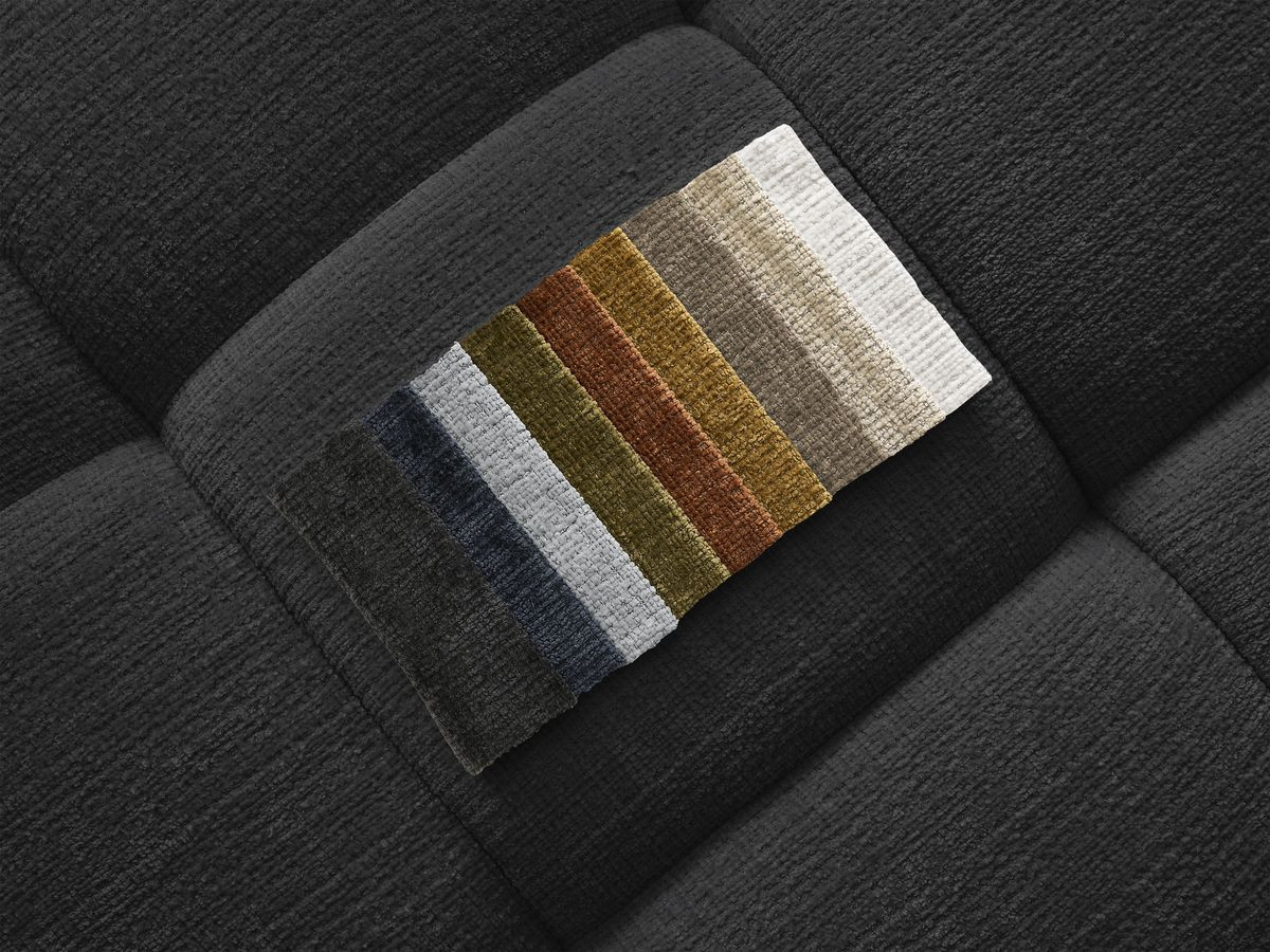 Canapé d'angle fixe IVANE tissu texturé avec pouf