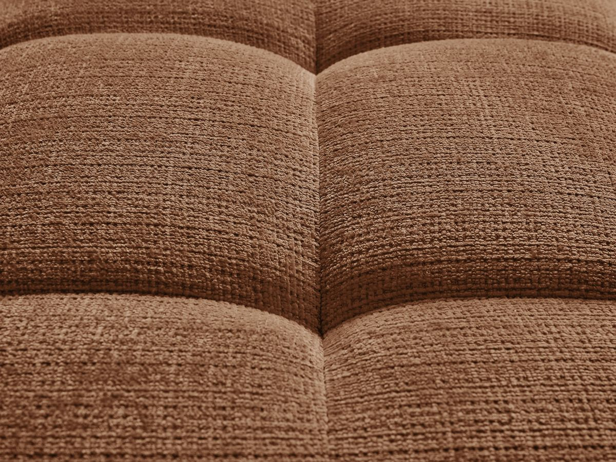 Canapé d'angle fixe IVANE tissu texturé avec pouf