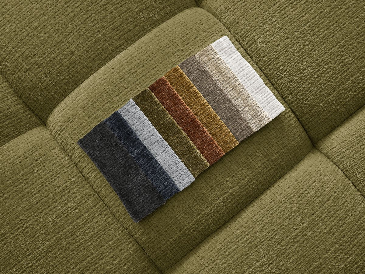 Canapé d'angle fixe IVANE tissu texturé avec pouf