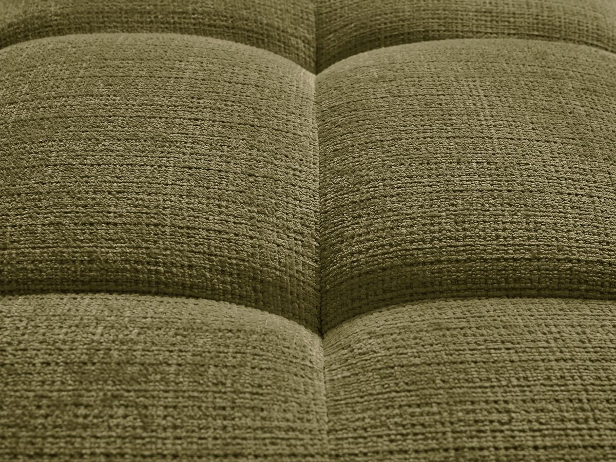 Canapé d'angle fixe IVANE tissu texturé avec pouf