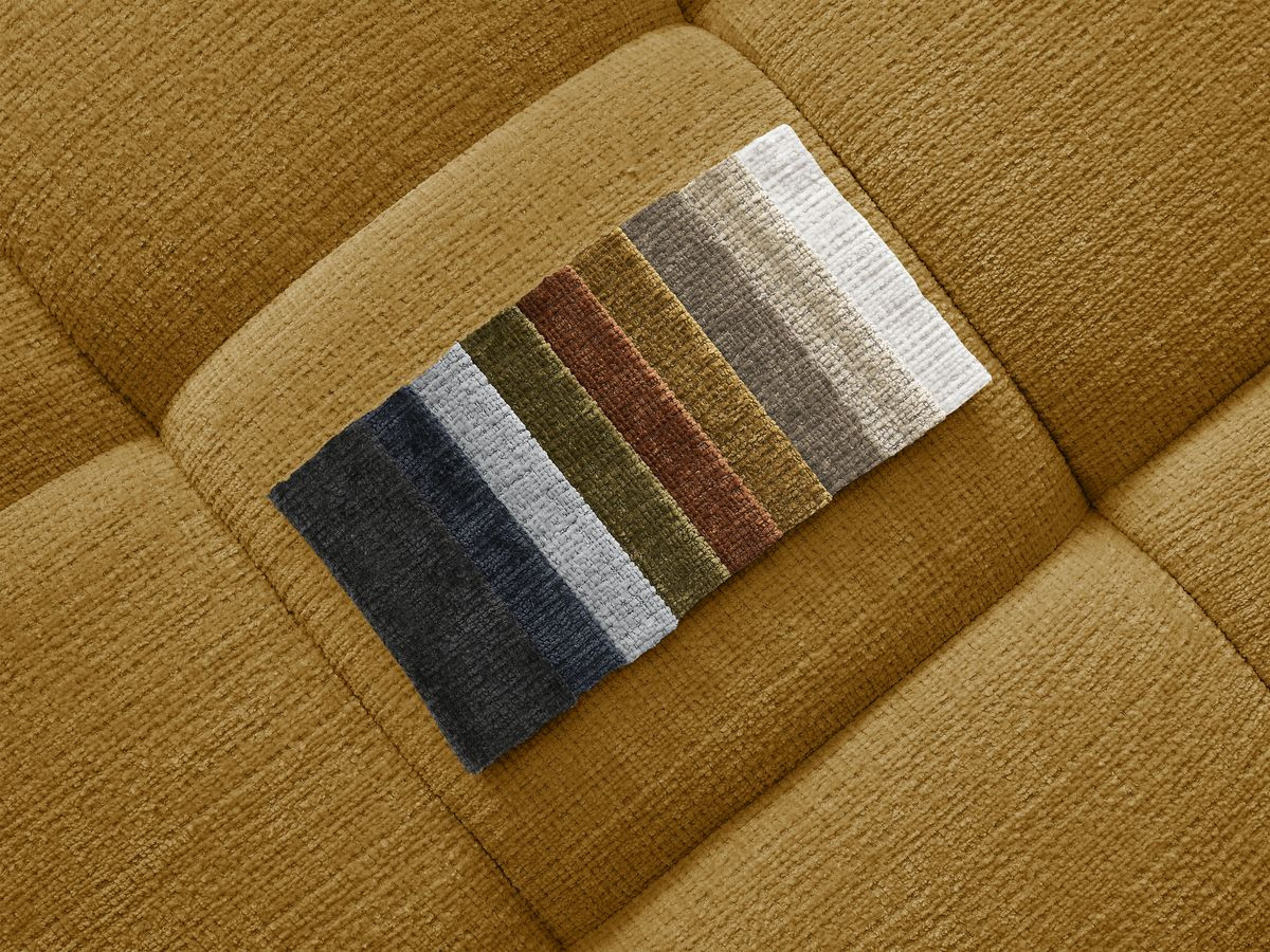 Canapé d'angle fixe IVANE tissu texturé avec pouf