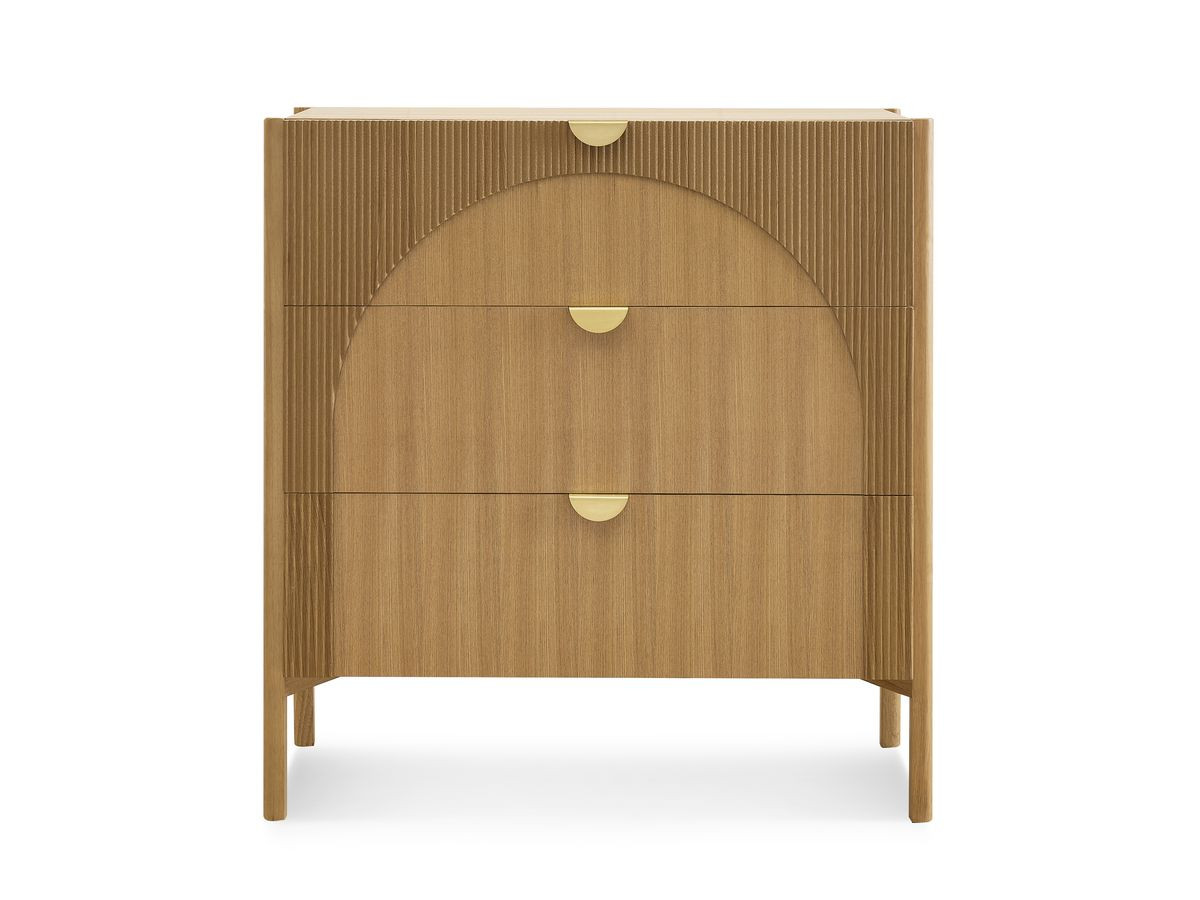 Ensemble LOLA avec commode 3 tiroirs et lot de 2 chevets plaqué frêne