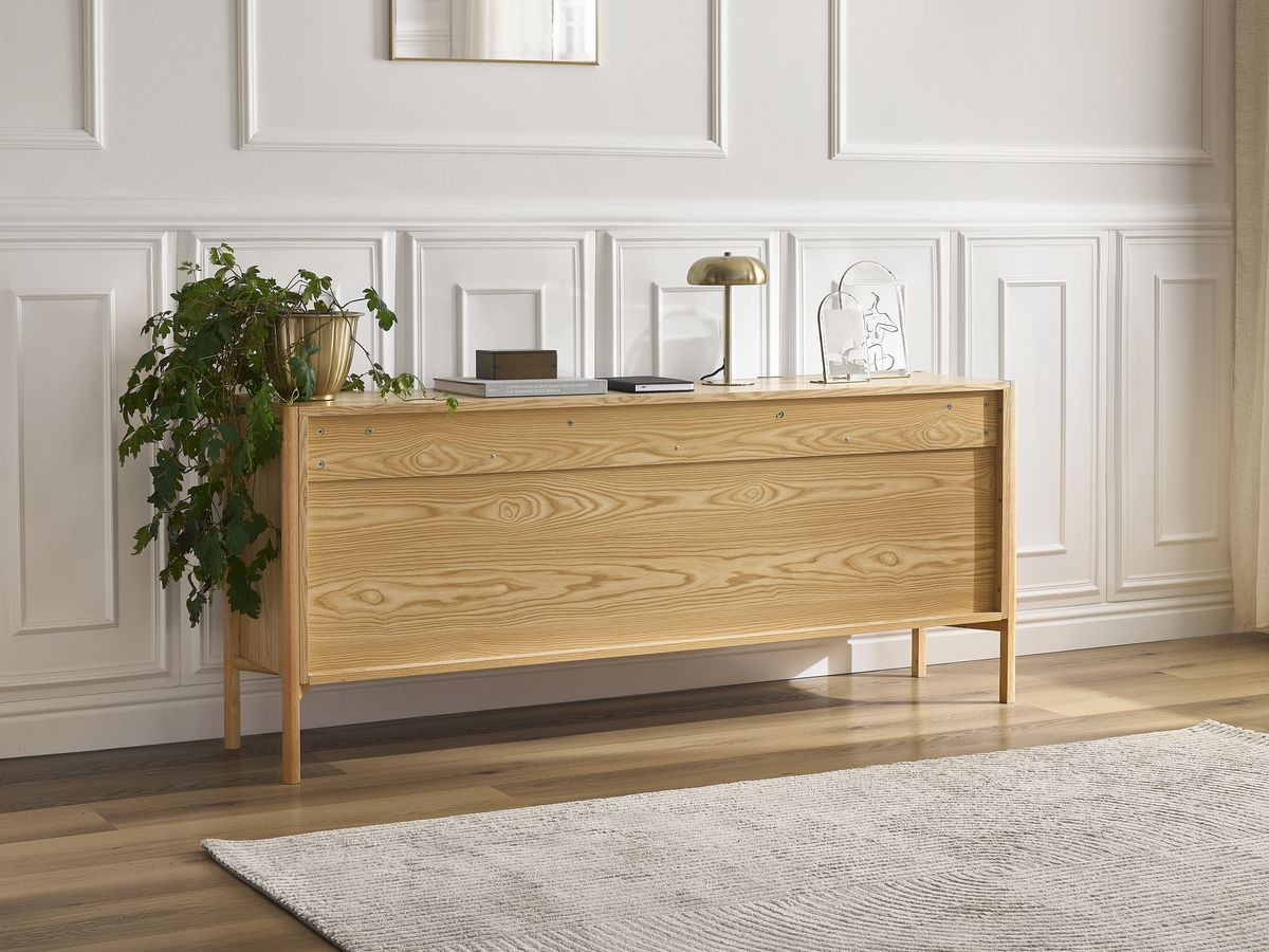 Ensemble LOLA avec buffet 178 cm + meuble TV 178 cm motif arrondi et placage frêne massif