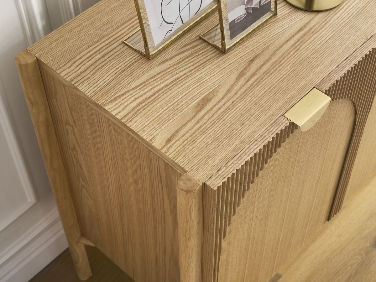 Ensemble LOLA avec buffet 178 cm + meuble TV 178 cm motif arrondi et placage frêne massif