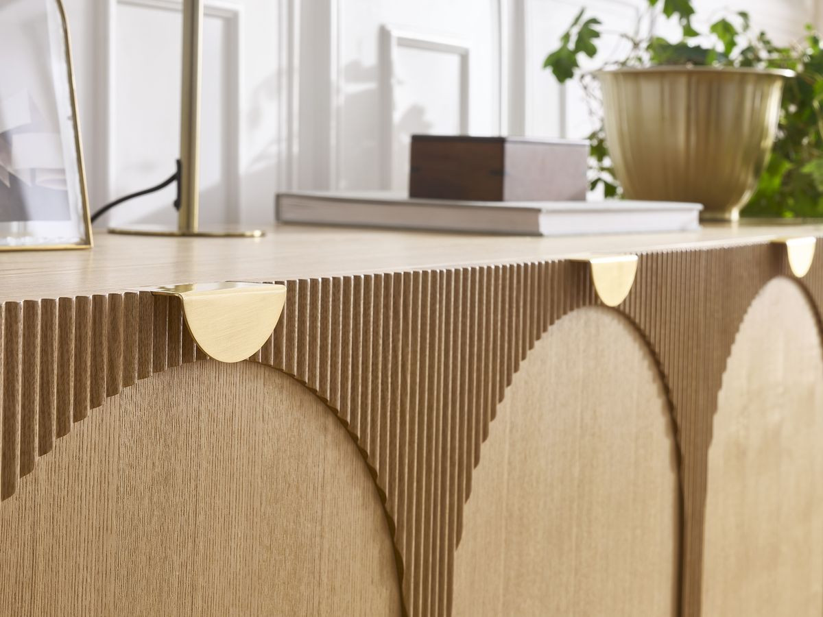 Ensemble LOLA avec buffet 178 cm + meuble TV 178 cm motif arrondi et placage frêne massif
