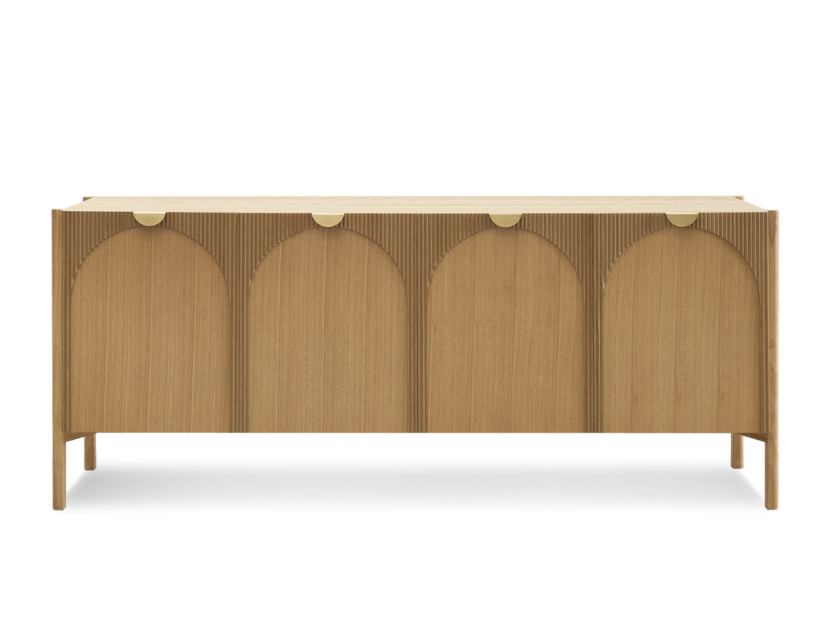 Ensemble LOLA avec buffet 178 cm + meuble TV 178 cm motif arrondi et placage frêne massif
