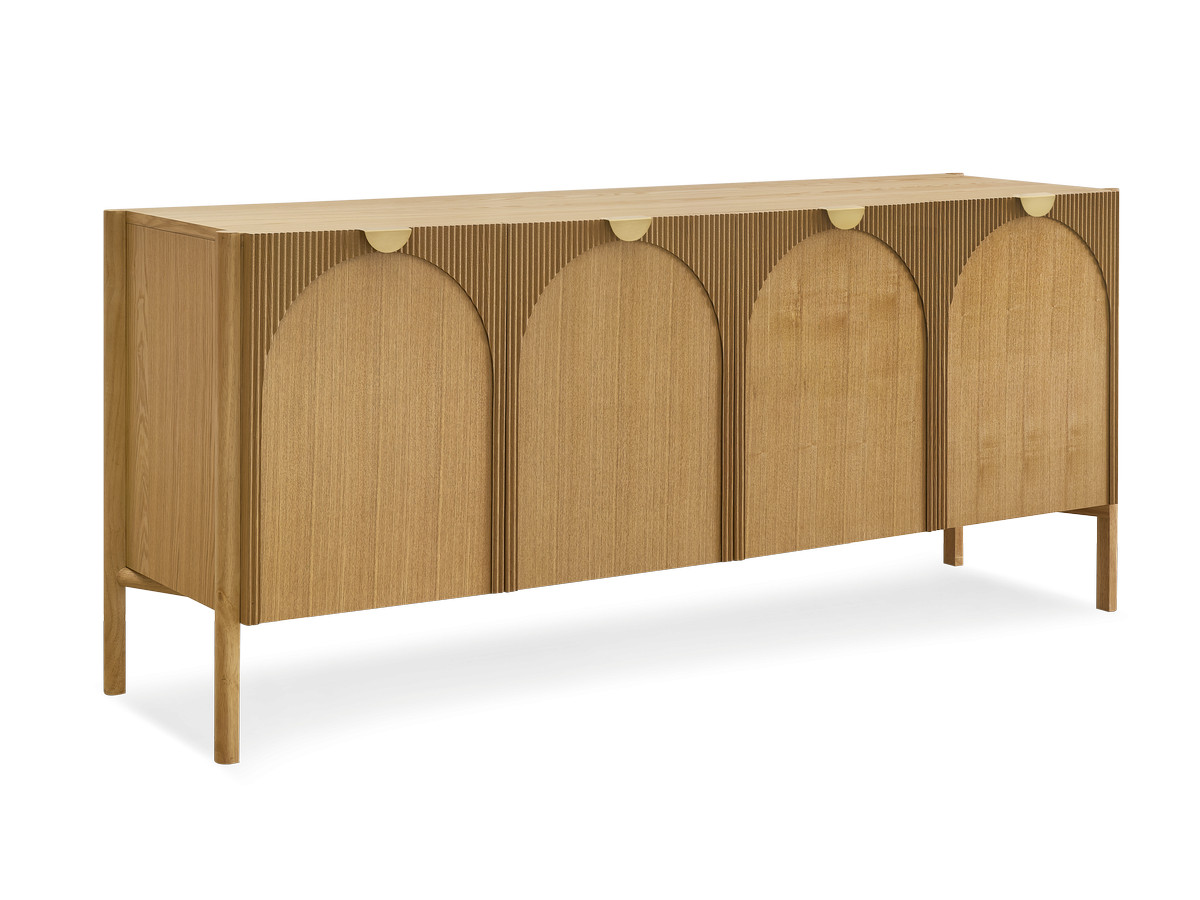 Ensemble LOLA avec buffet 178 cm + meuble TV 178 cm motif arrondi et placage frêne massif