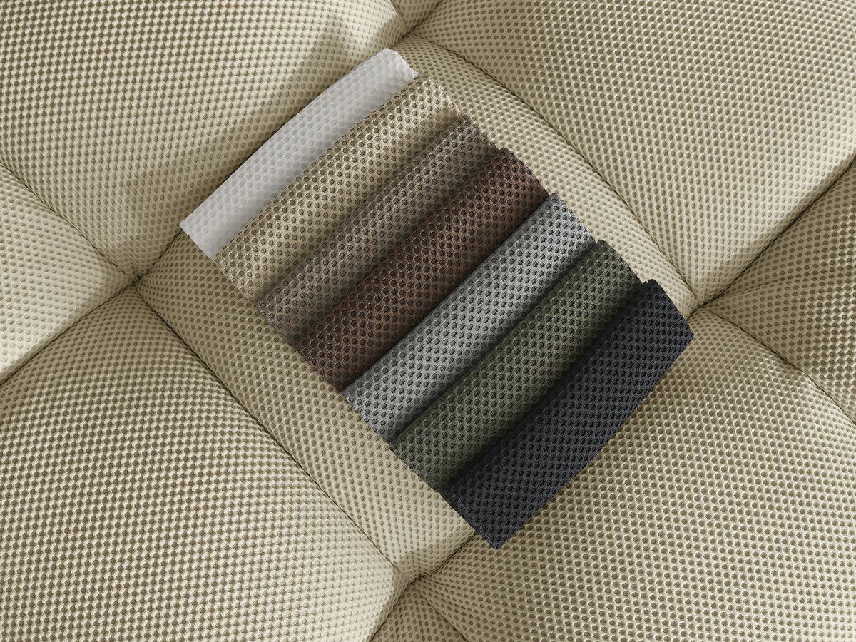 Canapé d'angle fixe EVEREST tissu chiné - Orange - Angle droit - 10 coussins