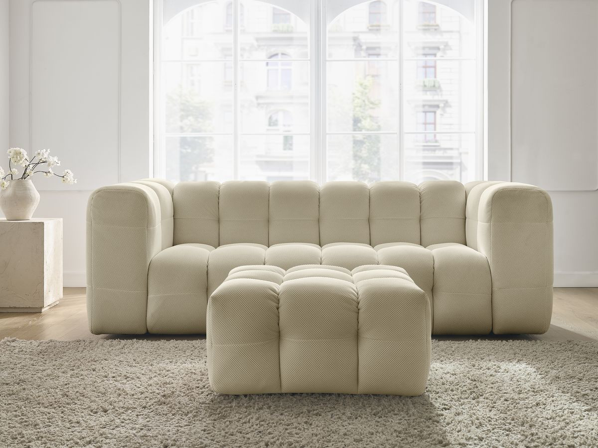 Canapé droit 3 places CLOUD mesh avec pouf beige — vue 5