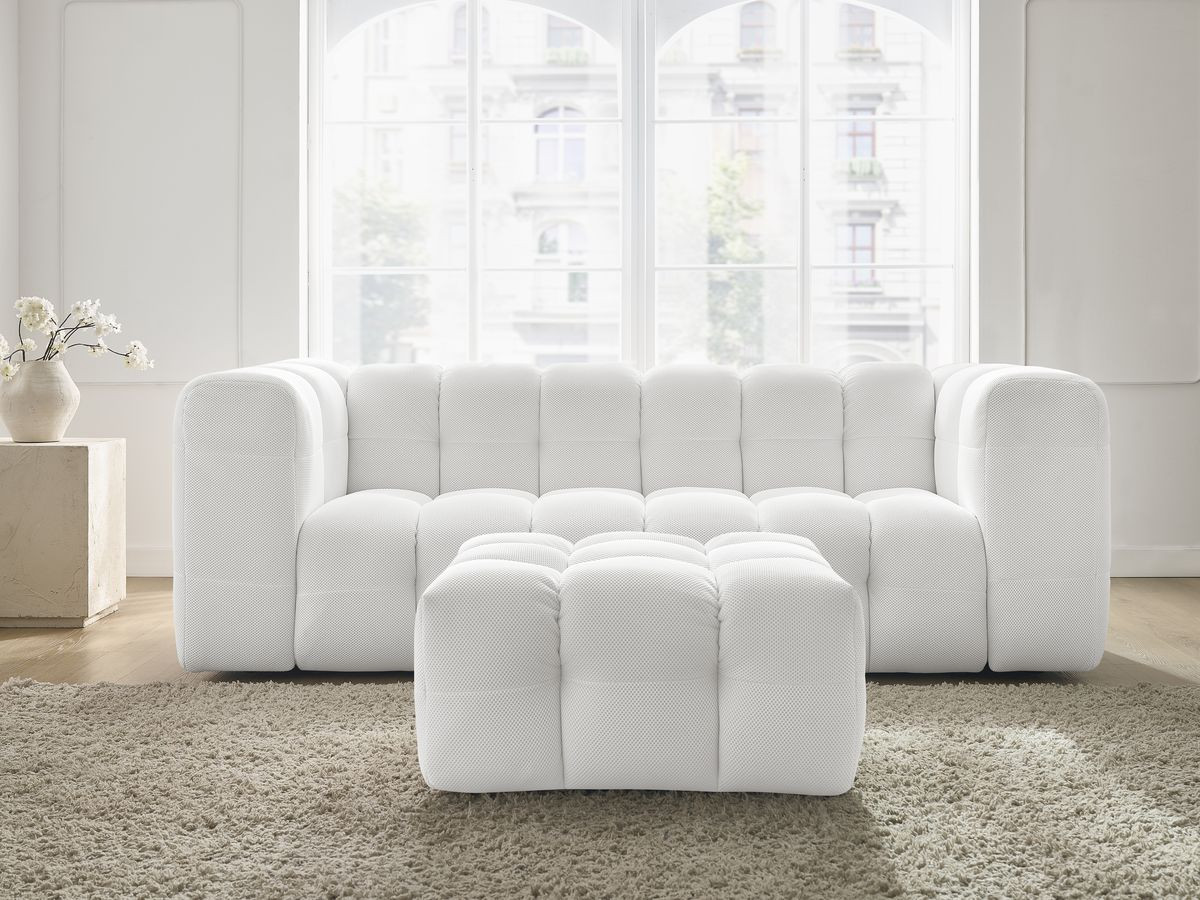 Canapé droit 3 places CLOUD mesh avec pouf blanc — vue 5