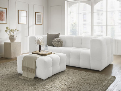 Canapé droit fixe 3 places CLOUD tissu mesh avec pouf
