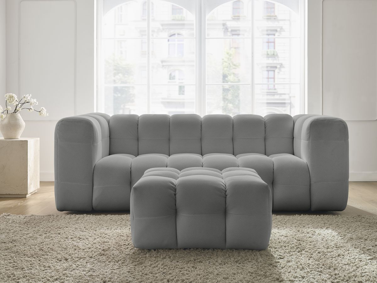 Canapé droit 3 places CLOUD mesh avec pouf gris clair — vue 5